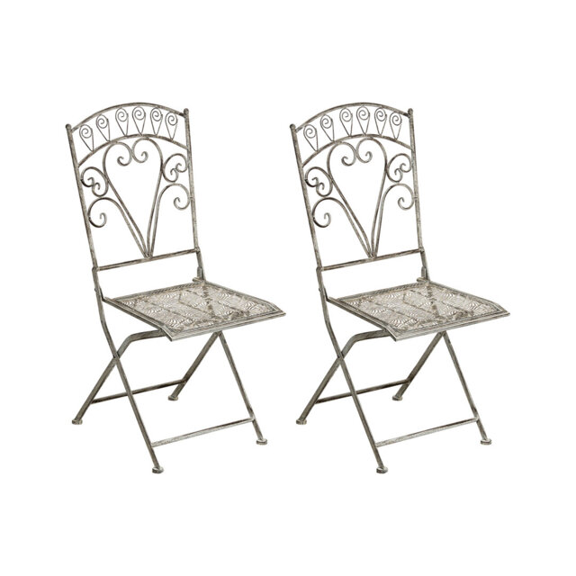 Set of 2 Garden Chairs NURRA  Folding Metal Grey