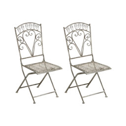 Set of 2 Garden Chairs NURRA  Folding Metal Grey