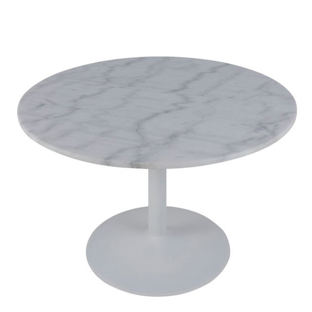 Baskas Round Marble Top Metal Base Dining Table