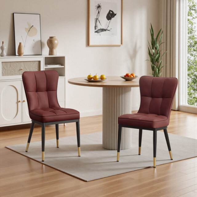 50CM Seat Height Upholstered Dining Chairs With High Back Metal Legs