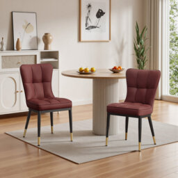 50CM Seat Height Upholstered Dining Chairs With High Back Metal Legs