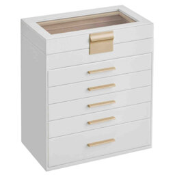 Canora Grey Jewellery Box With Glass Lid, 6-tier Jewellery Organiser, 5 Drawers, For Sunglasses