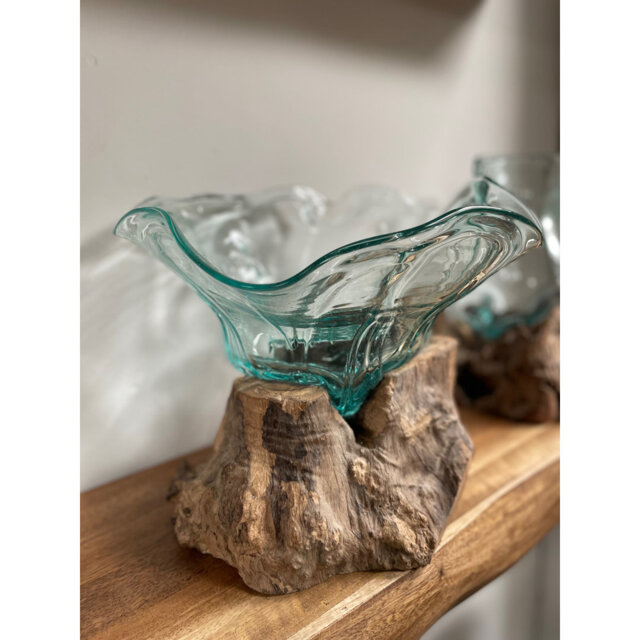 Recycled Glass Decorative Bowl in Brown