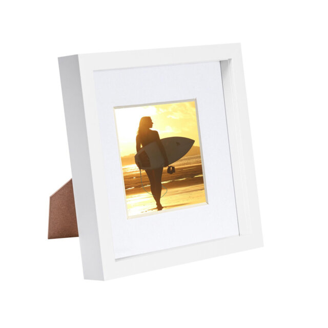 "Nicola Spring - 8"" x 8"" White 3D Box Photo Frame"