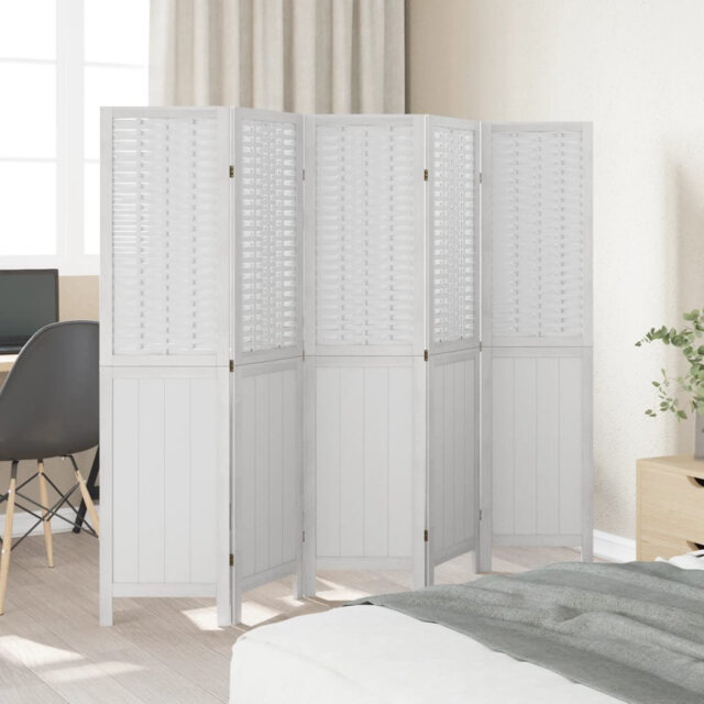 House of Hampton Room Divider 5 Panels Solid Wood Paulownia