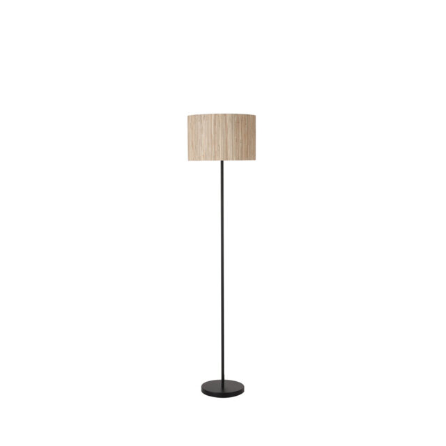 Meadow 1Lt Floor Lamp, Natural Grass Shade and Black Metal