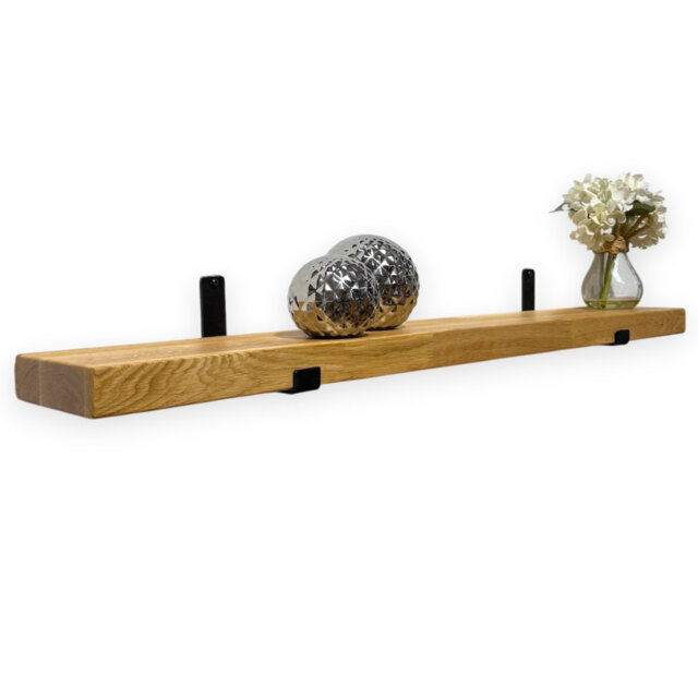 Oak Wooden Shelf Wall-Mounted Floating Rustic, 40Mm With UP Brackets