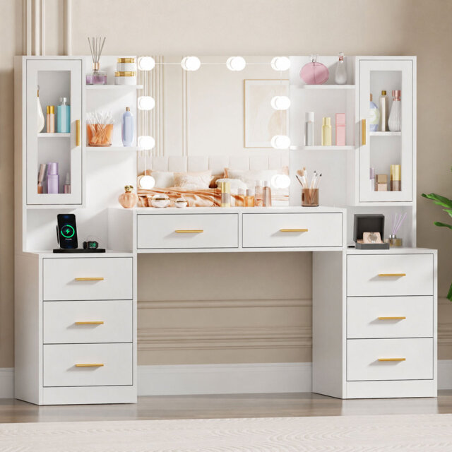 Elowen Dressing Table with Mirror,Modern Makeup Vanity Set for Bedroom