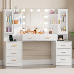 Elowen Dressing Table with Mirror，Modern Makeup Vanity Set for Bedroom