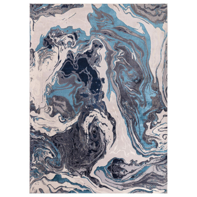 Blue Modern Abstract Optical/ (3D) Easy To Clean Rug For Dining Room Bedroom Livingroom