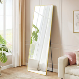 Full Length Mirror, 160 X 50 Cm, Rectangle Full Body Mirror With Stand, Frame Floor Mirror, Tempered Glass, For Bedroom, Living Room, Cloakroom