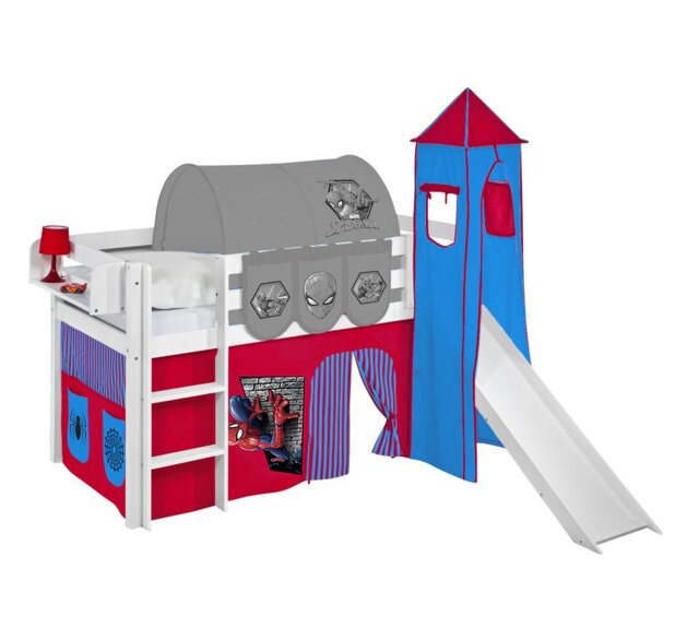 Jelle Spiderman Mid Sleeper Bed with Textile Set