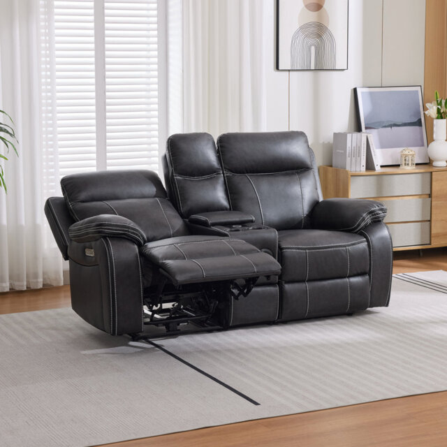 Ryansh Electric Recliner 2 Seater Sofa Air Leather With Speakers & USB-C Charging