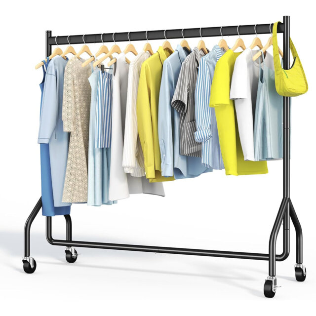 HOKEEPER Heavy Duty Rolling Clothes Rack with 136kg Load Capacity, Industrial Clothing Rail for Home Closet, Laundry Room & Boutique Display