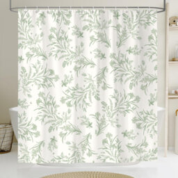 Shower Curtain Floral Botanical Plants Leaves Bathroom Curtain Waterproof 180x180cm, Mildew & Mould Resistant Polyester with 12 Hooks