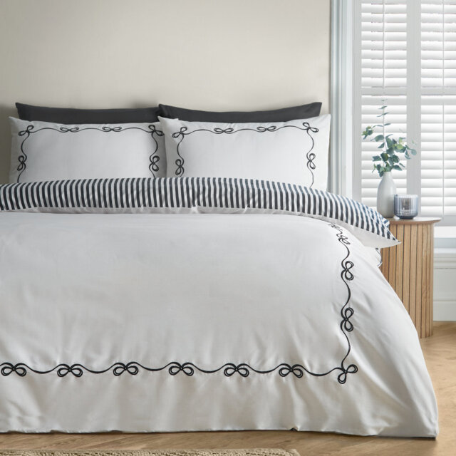 Bow Embroidery Duvet Cover Set