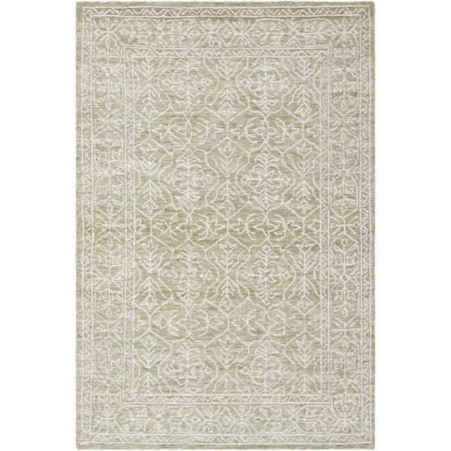 Sicily-Hand Tufted Charcoal Blue Wool Traditional Vintage Boho Fringe Living Dining Bedroom Rug