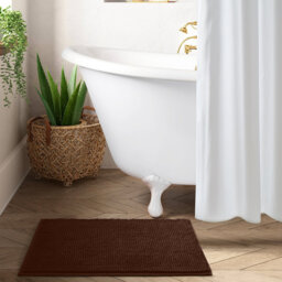 Soft Chenille Microfiber Non-Slip Bath Mat - Ultra Absorbent Machine Washable Bathroom Rug for Shower, Bath & Ensuite