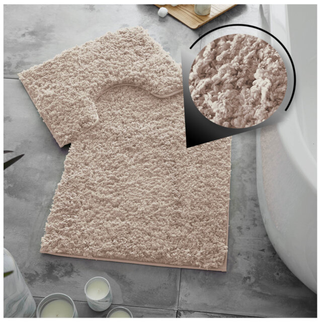 Luxury Zero Twist Bath Mat Set 2 Piece Plush Microfiber Bathroom Rug & Pedestal Mat Non Slip Absorbent Washable