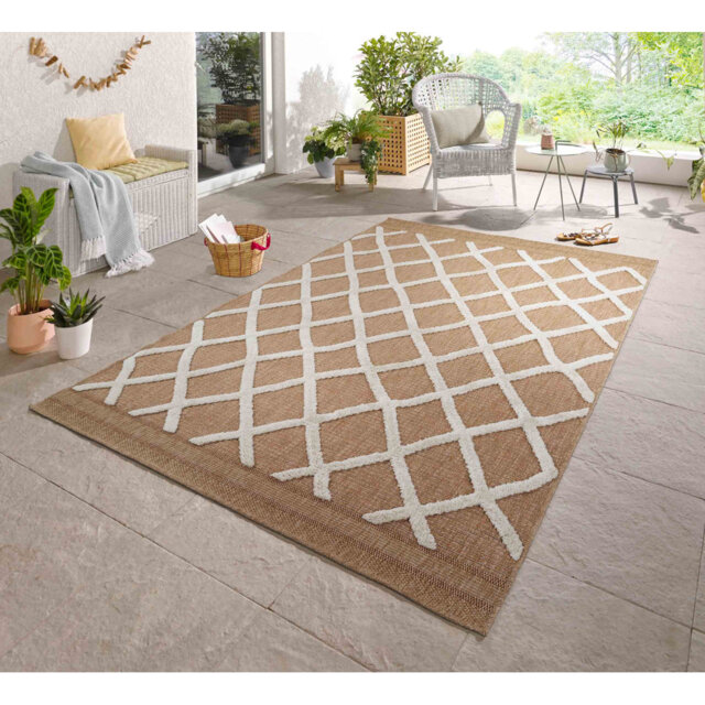 Deborah Geometric Shapes Braided Indoor / Outdoor Area Rug