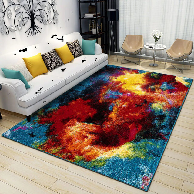 Modern Luxury Hand Carved Multi Colour Bedroom Carpet Small Floor Rug Mat
