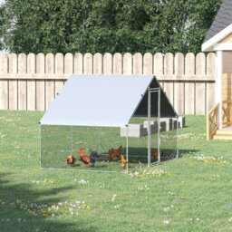 Seren Spacious Galvanised Walk-in Chicken Coop with Weather-Resistant Cover and Lockable Door