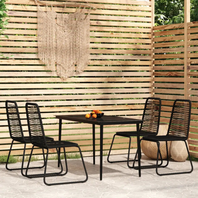 Ebern Designs 5 Piece Garden Dining Set Black, 4 Chair, 1 Table