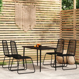 Ebern Designs 5 Piece Garden Dining Set Black, 4 Chair, 1 Table