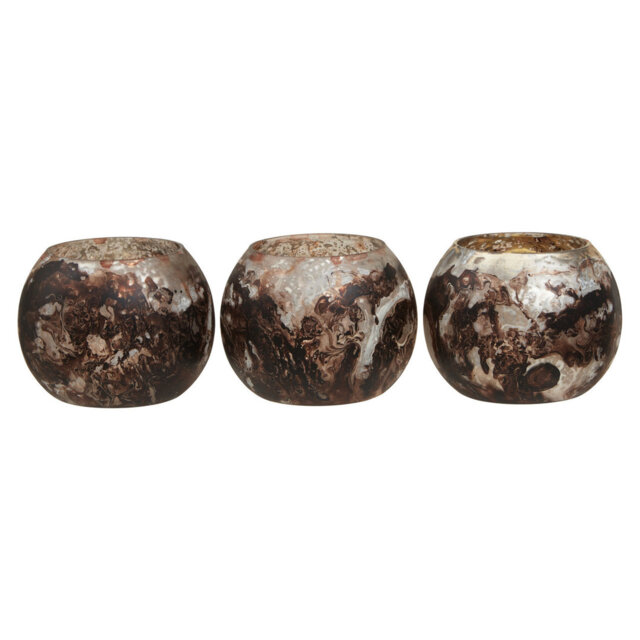 3 Piece Marble Tabletop Tealight Holder Set