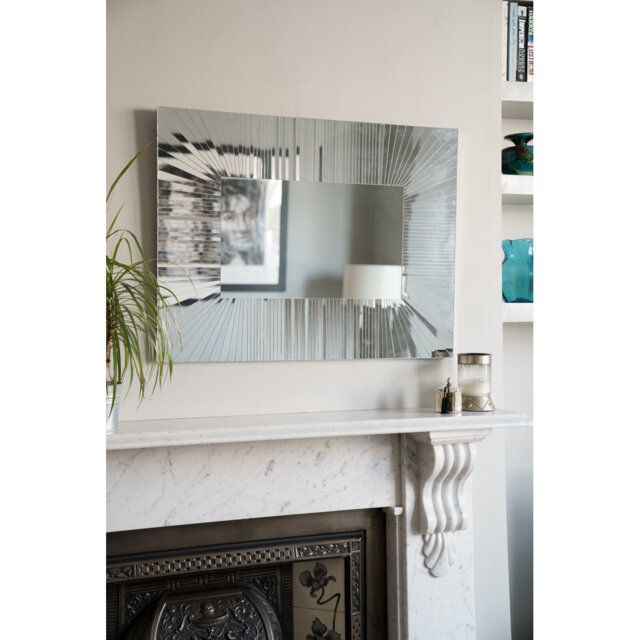 Glass Framed Dresser Mirror in Silver