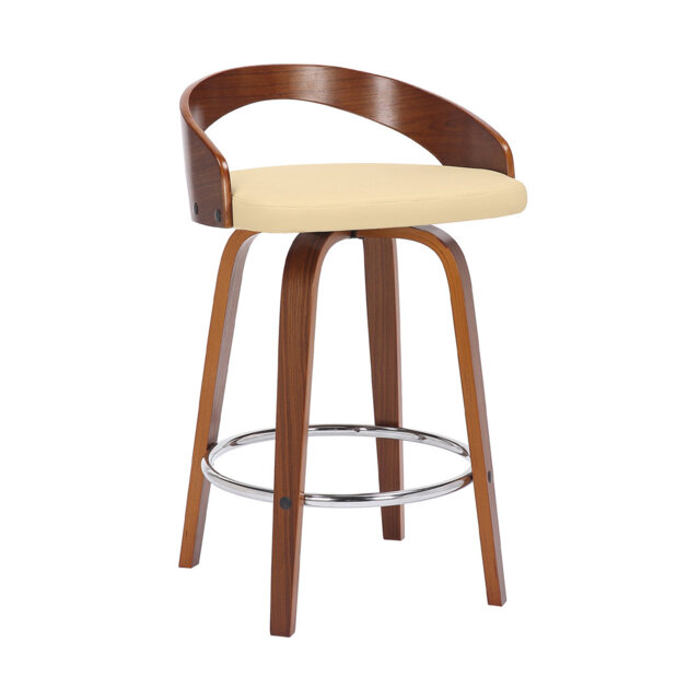 Maxime Swivel Upholstered Counter Stool with Solid Wood Frame