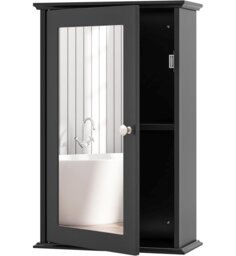 Bathroom Medicine Cabinet Wall Mounted Mirror Cabinet w/ Single Door