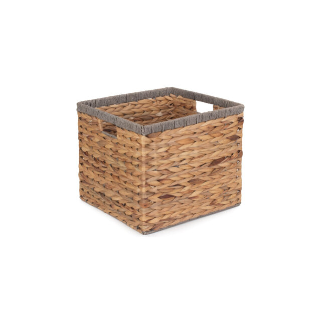 Wicker Storage Basket with Grey Rope border