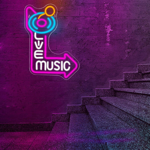 Neon Lights Music LED Sign For Wall Decor, 41 X 30.5Cm, Purple Blue