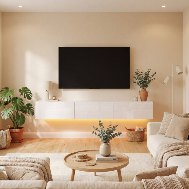 160cm Floating TV Stand with 3-Colour LED Lights - Modern Wall-Mounted Media Unit with 3 Drawers