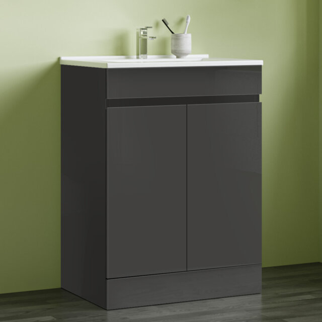 80*60cm Vanity Unit With Storage Space- Soft Close Doors-White Thick Ceramic Basin