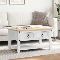Coffee Table With Drawer Solid Pine Wood Rustic Living Room Stand Small