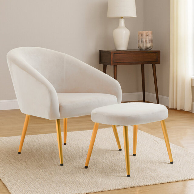 72cm Wide Velvet Footstool Ottoman