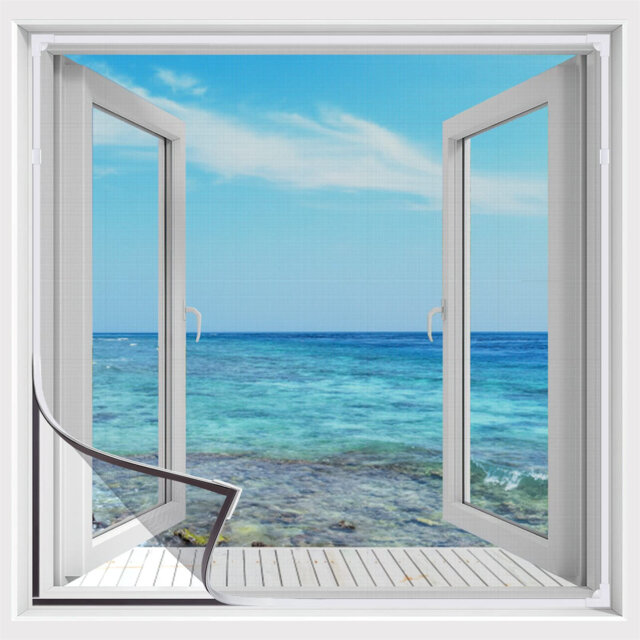 Magnetic Window Screen, Fly Screen For Windows Max Size 190 X 120CmFiberglass Mesh Easy Installation Prevents Insects/Flies/Mosquitoes From Entering T