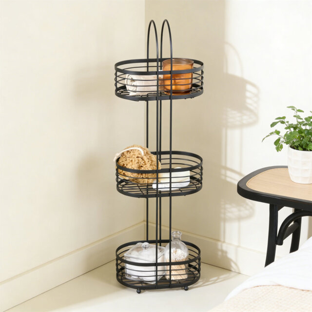3 Tier Freestanding Shower Caddy & 5-Tier L-Shaped Corner Bookshelf, Storage Organizers For Bathroom & Home