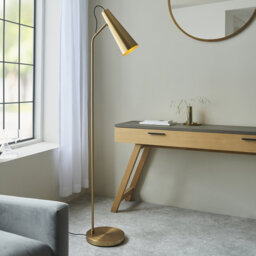 Andryc 163Cm Antique Brass Industrial style Reading Floor Lamp with adjustable head