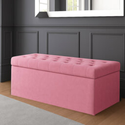 SD Plush Velvet Chesterfield Upholstered Ottoman Storage Box