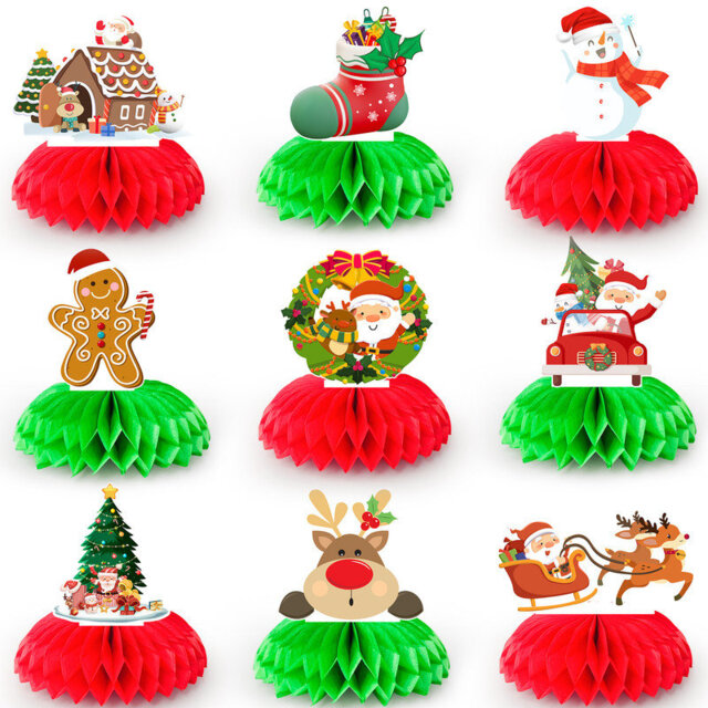 Christmas Party Supplies, 9pcs Christmas Party Honeycomb Centerpieces