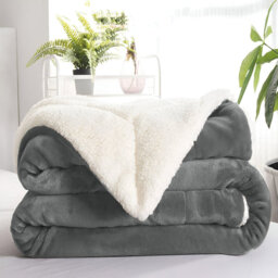 Kaylie Soft Sherpa Fleece Fur Thick Dual Sided Reversible Blanket Throw