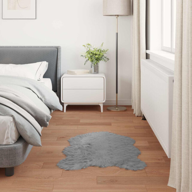 Faux Sheepskin Rug Tafalla Grey 80 X 250 Cm Polyester