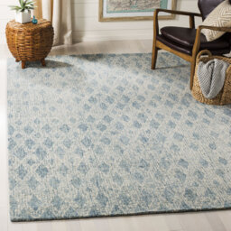 Stanardsville Handmade Tufted Wool Ivory/Blue Rug