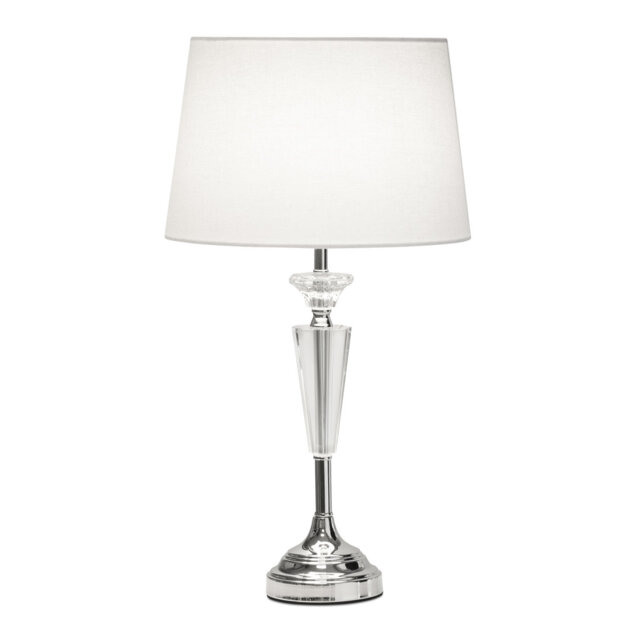 Wauregan 55cm Crystal Glass Chrome Table Lamp