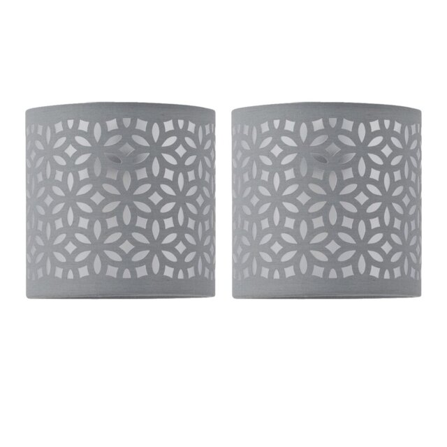 15cm H Cotton Drum Lamp Shade ( Uno ) in Grey