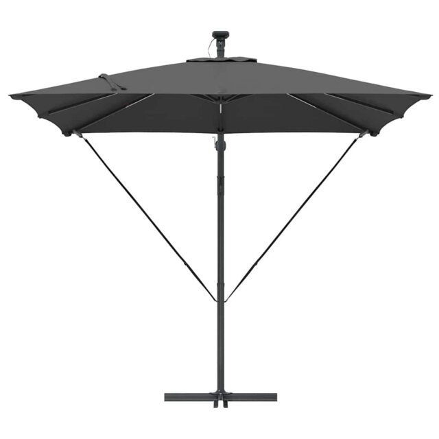 Umbrella with LED Strip Lights Polyester and Aluminium Outdoor Parasol