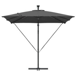 Umbrella with LED Strip Lights Polyester and Aluminium Outdoor Parasol
